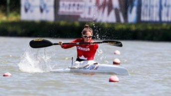 Kayaker competing