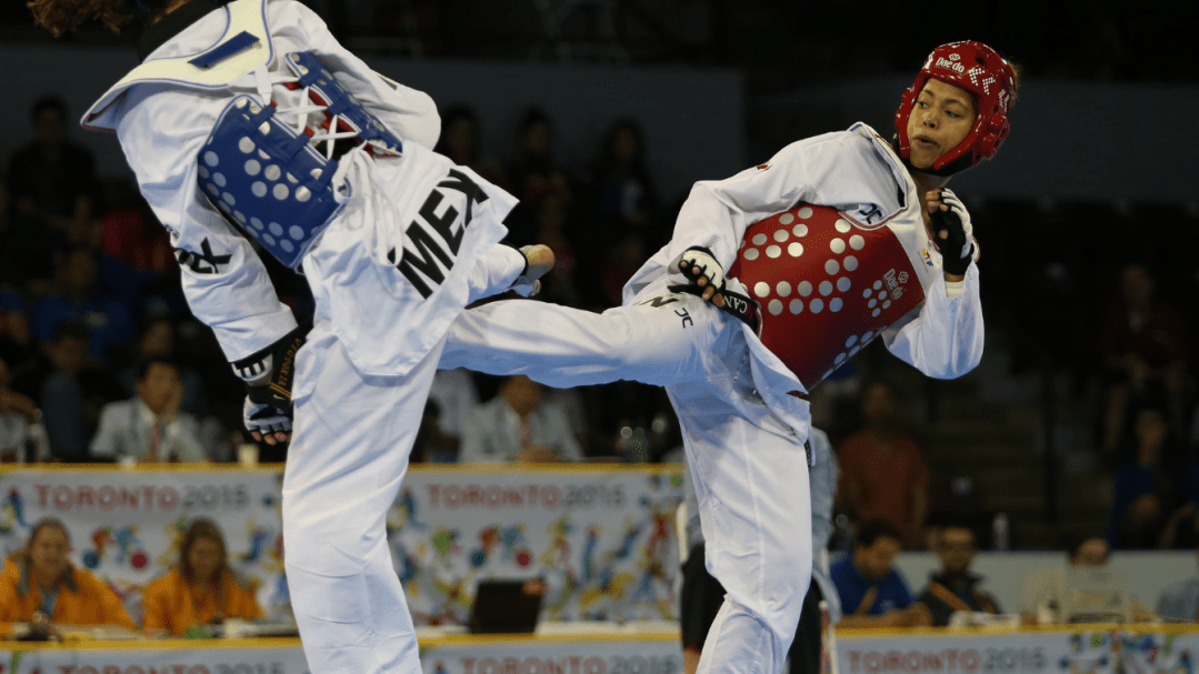 Taekwondo athletes fighting