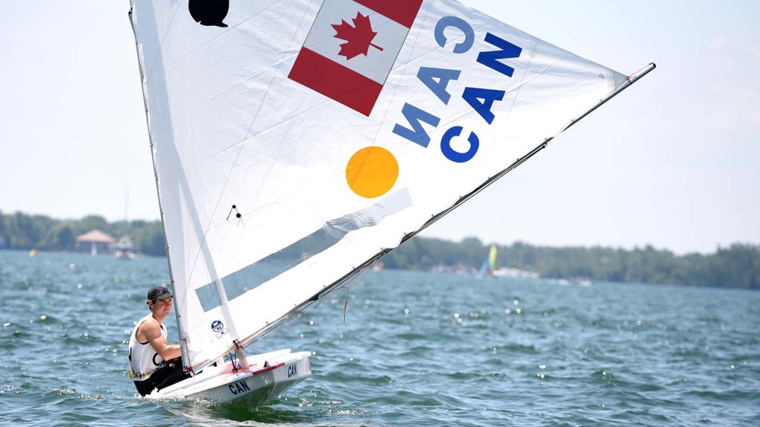 Sailing athlete in boat