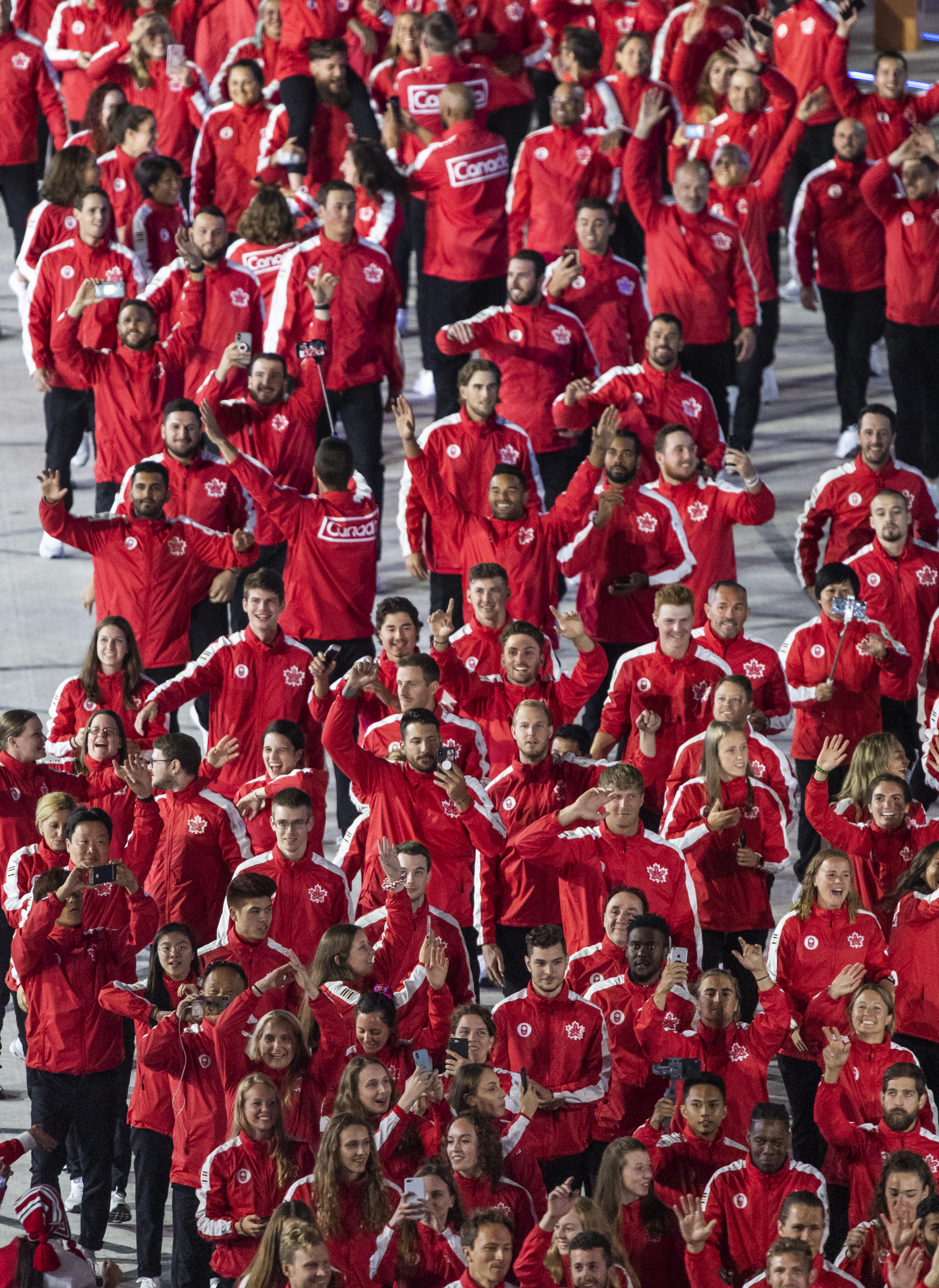 Members of Team Canada enter the Estadio Nacional
