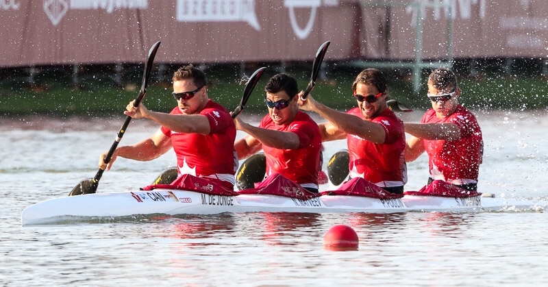 Canada's men's K-4 500m competes during the world championships.