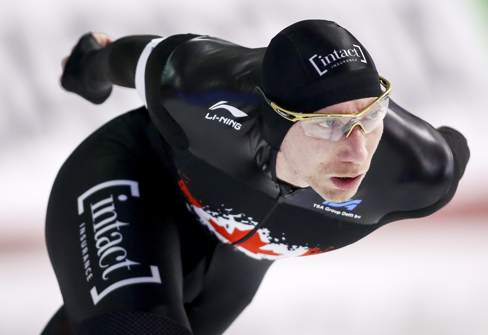 Ted-Jan Bloemen competes in a speed skating race