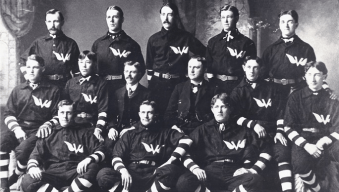 Bernard Schwengers, second from left in the back row, with a Victoria sports club