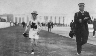 William Sherring winning the marathon at the 1906 Games in Athens