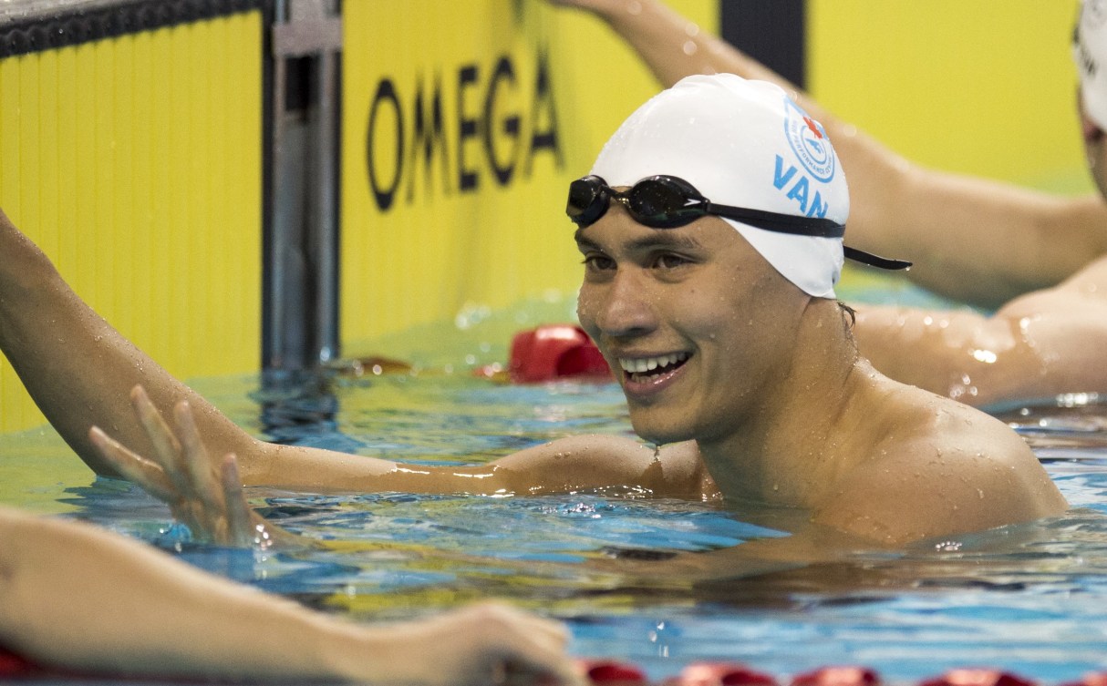 Markus Thormeyer smiles after finishing a race