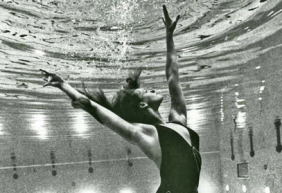 Helen Vanderburg competing in synchronized swimming for Canada