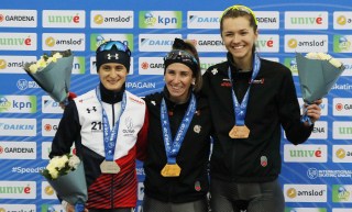 Martina Sablikova,Ivanie Blondin,Isabelle Weidemann on podium