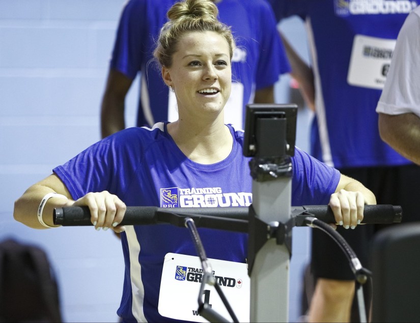 Kelsey Mitchell on the rowing machine at RBC Training Ground