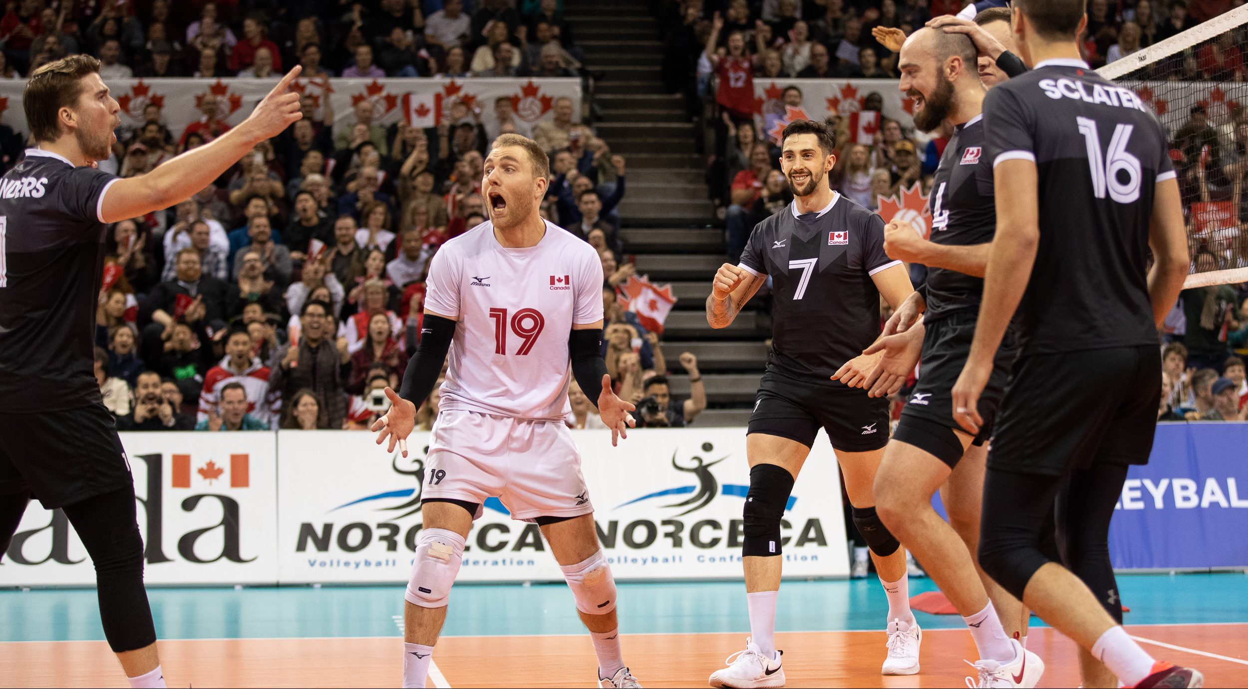 Team Canada defeats Cuba 3-2 at NARCECA Olympic Qualification Tournament. Jan 11, 2019. Photo credit FIVA Volleyball Website.