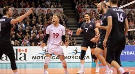 Team Canada defeats Cuba 3-2 at NARCECA Olympic Qualification Tournament. Jan 11, 2019. Photo credit FIVA Volleyball Website.