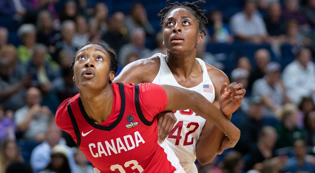 Forward Kayla Alexander in action during a FIBA World Cup Exhibition game in September 2018. (Photo: Chris Poss)