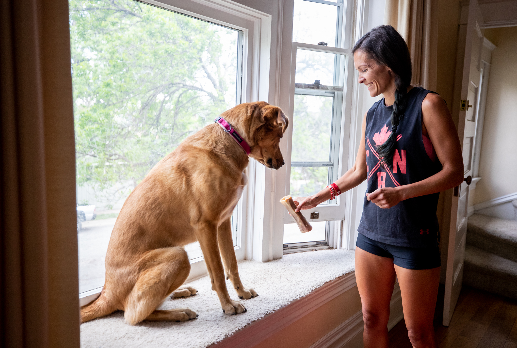 Lanni Marchant and her dog Elle 