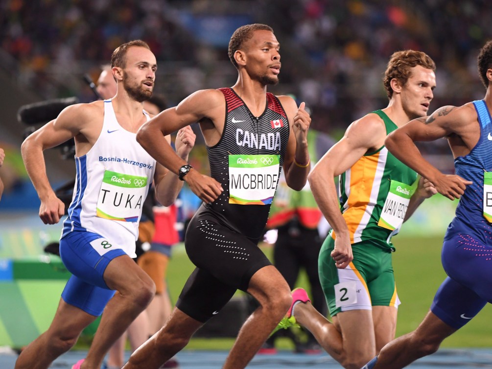 McBride in race middle of the pack on the outside at Rio 2016 Games