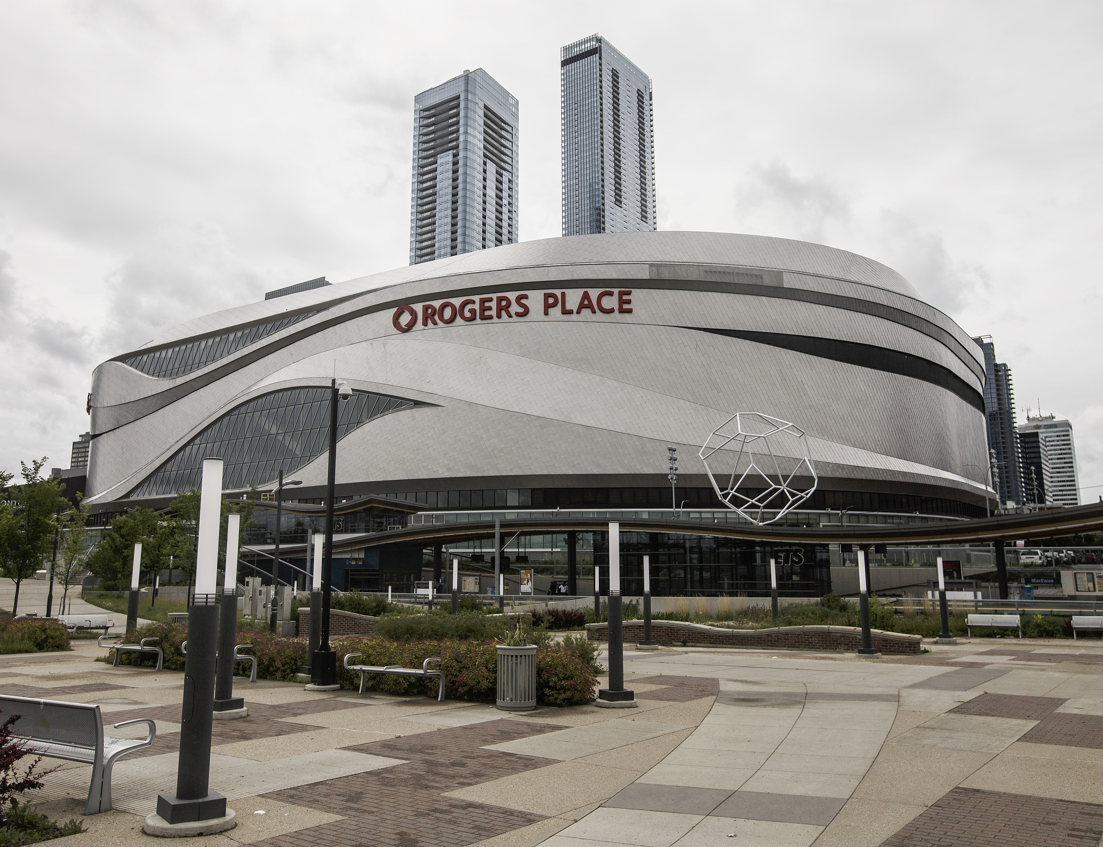 Home of the NHL's Edmonton Oilers Rogers Place arena is shown in Edmonton, Alta., on Thursday July 2, 2020. THE CANADIAN PRESS/Jason Franson