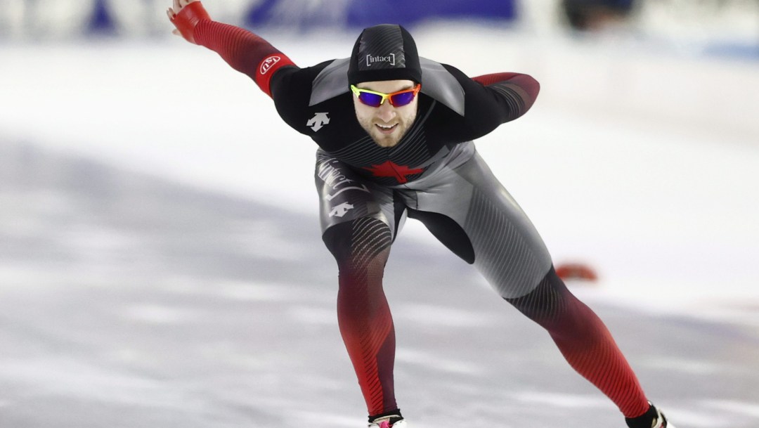Laurent Dubreuil of Canada competes during the men's 1000 meters