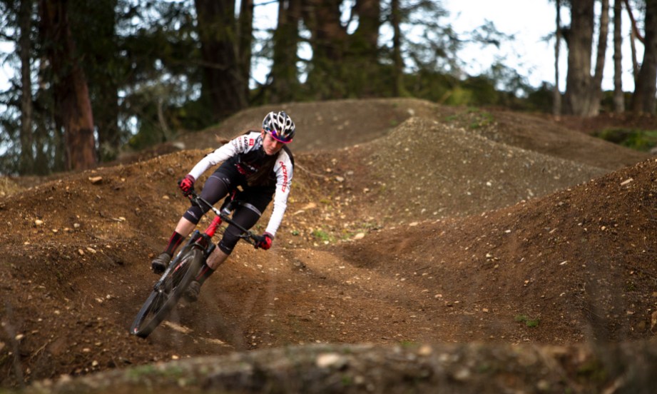 Haley Smith trains at Bear Mountain in Victoria B.C. Canada. Haley Smith on cycle