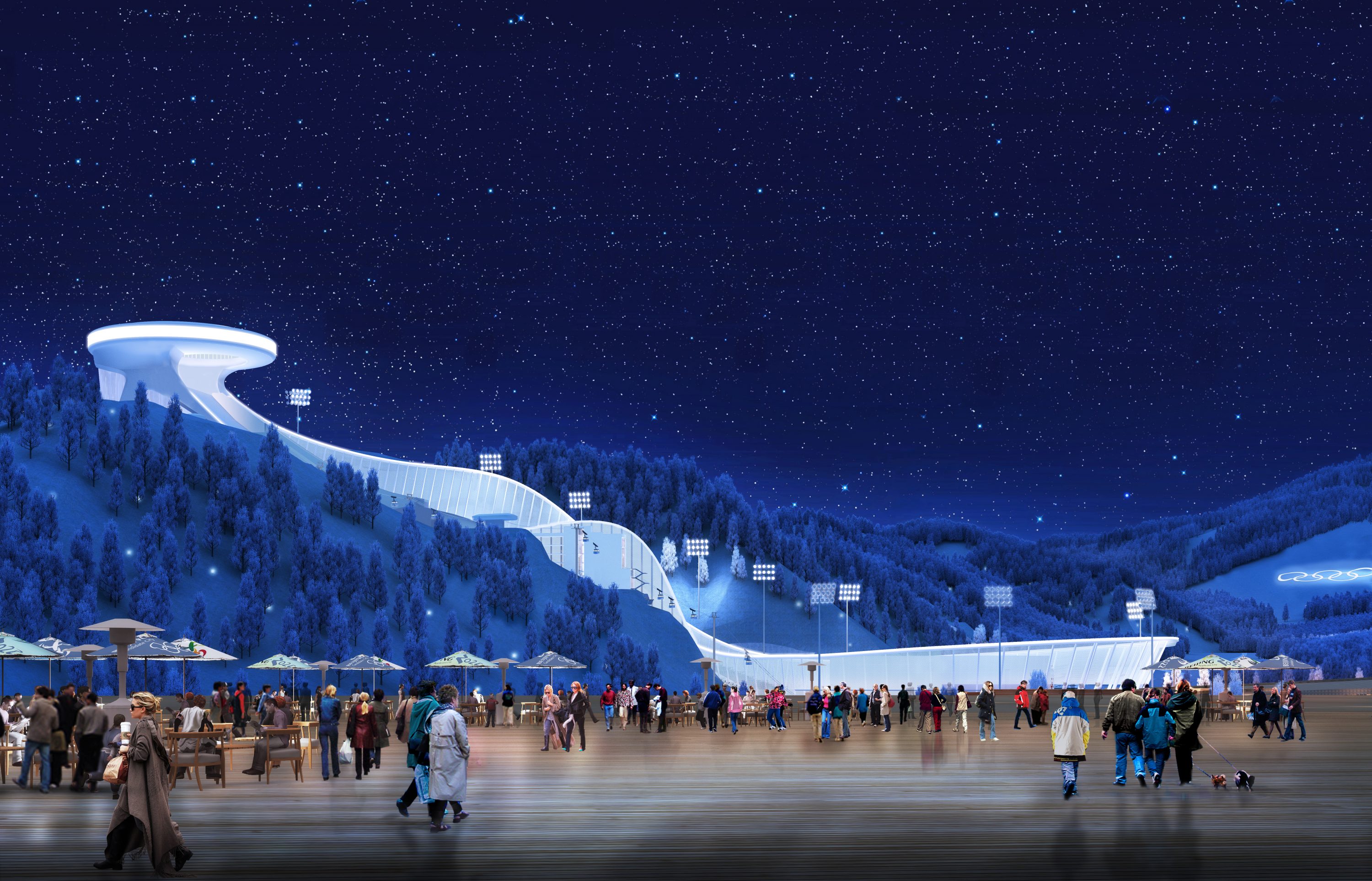 Artist rendering of the Zhangjiakou National Ski Jumping Centre 