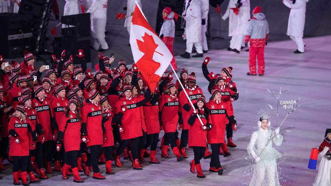 Team Canada marches into Pyeongchang Opening Ceremony