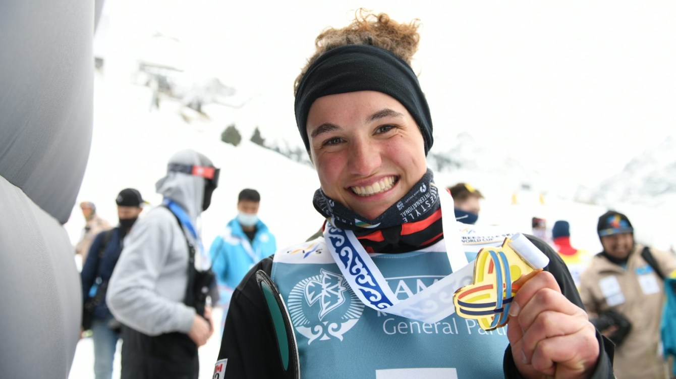 Marion Thenault smiles after winning gold