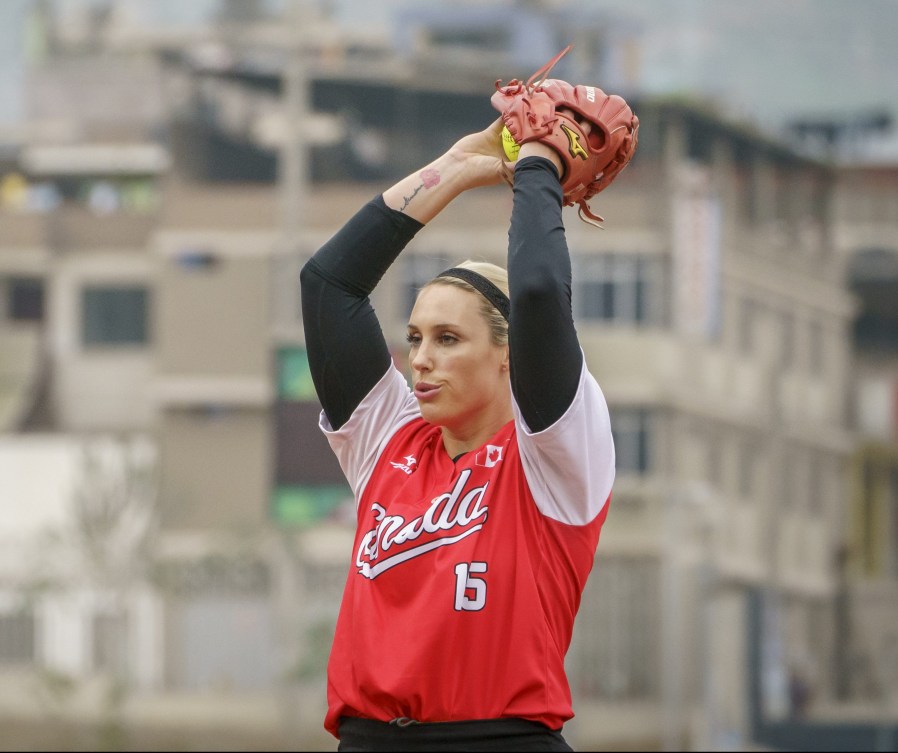 Danielle Lawrie prepares to pitch the ball