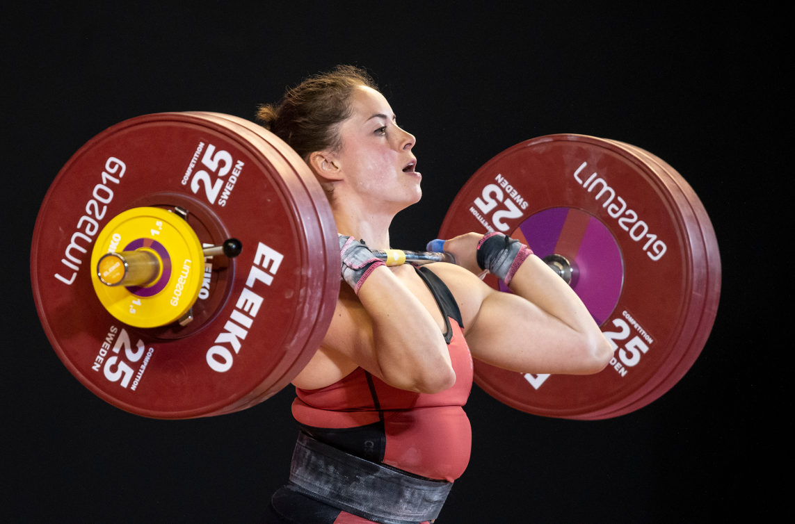 Weightlifter competes