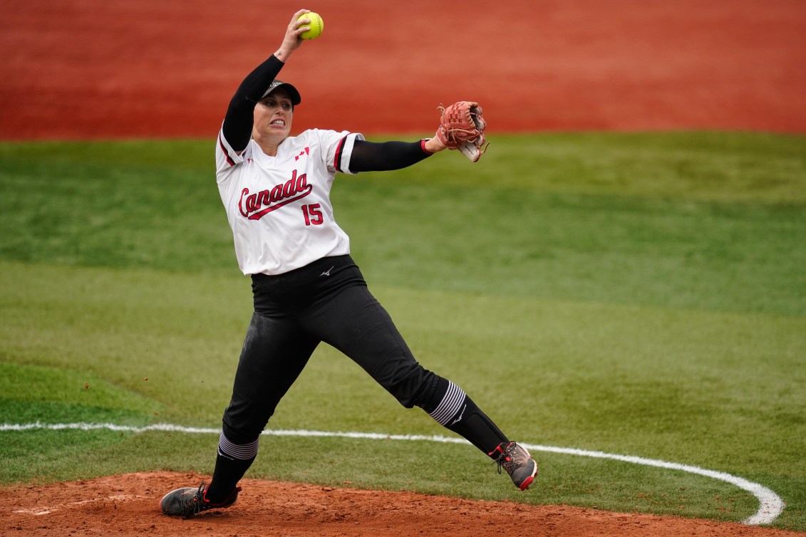 Canada's Danielle Lawrie pitches