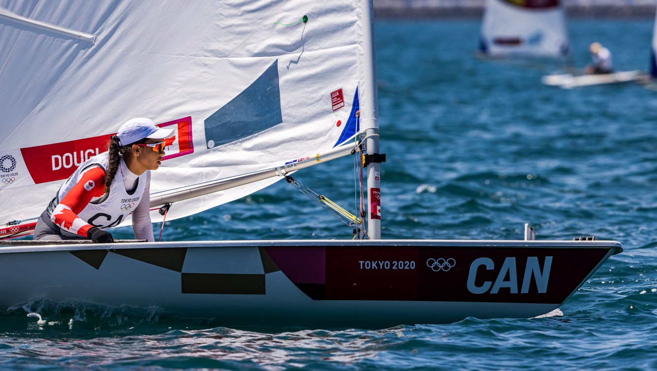 Sarah Douglas in her boat