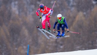 Marielle Thompson competes in ski cross.