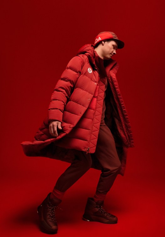 Liam Hickey wears a red parka