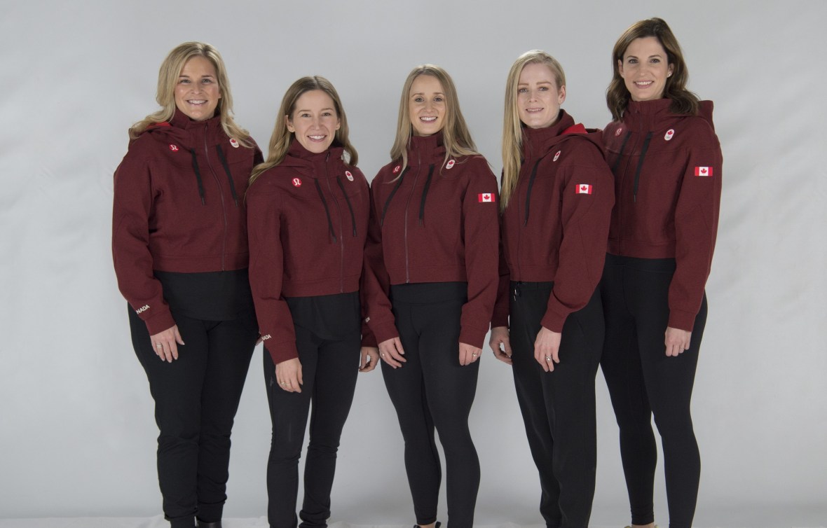 Team Jennifer Jones poses in her Team Canada lululemon jackets