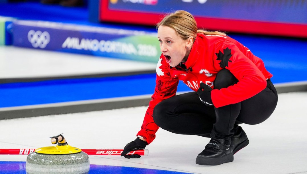 Jocelyn Peterman competes in curling.