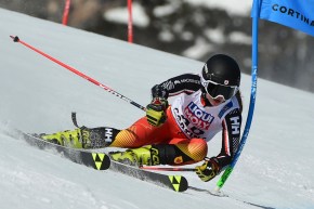 Canada's Cassidy Gray speeds down the course during a women's giant slalom, at the alpine ski World Championships, in Cortina d'Ampezzo, Italy, Thursday, Feb. 18, 2021.