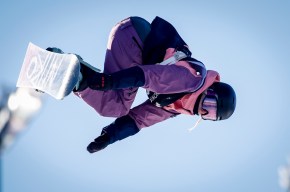 Canada's Laurie Blouin competes during the women's World Cup slopestyle snowboard final in Calgary, Alta., Saturday, Jan. 1, 2022.THE CANADIAN PRESS/Jeff McIntosh