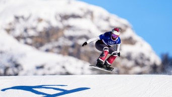 Audrey McManiman competes in snowboard cross.