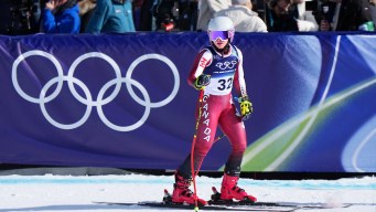 Cassidy Gray reacts after her run.