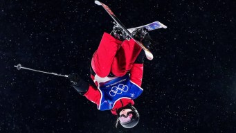 Amy Fraser competes in freestyle skiing.