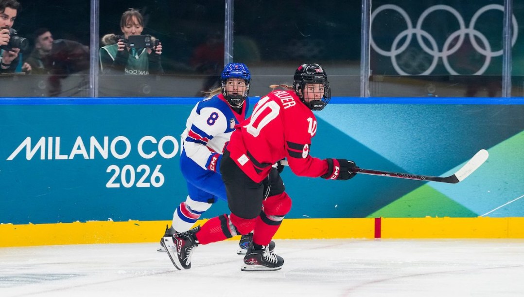Sarah Fillier competes in ice hockey.