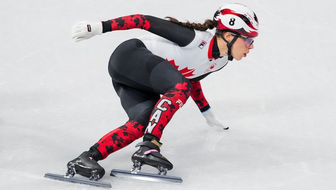 Florence Brunelle competes in short track speed skating.