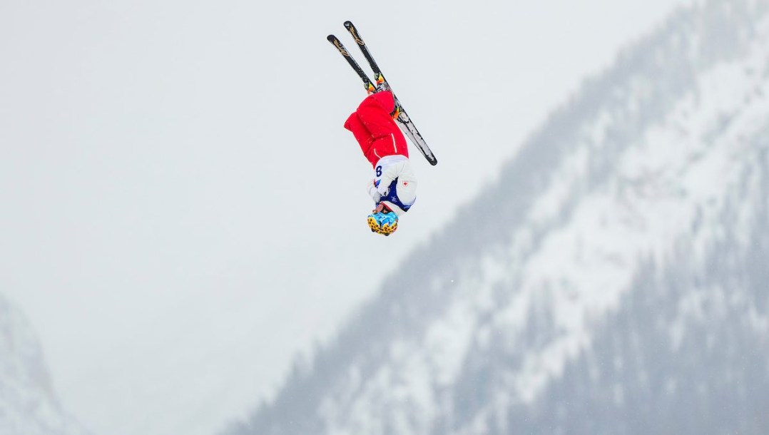 Miha Fontaine competes in freestyle skiing.