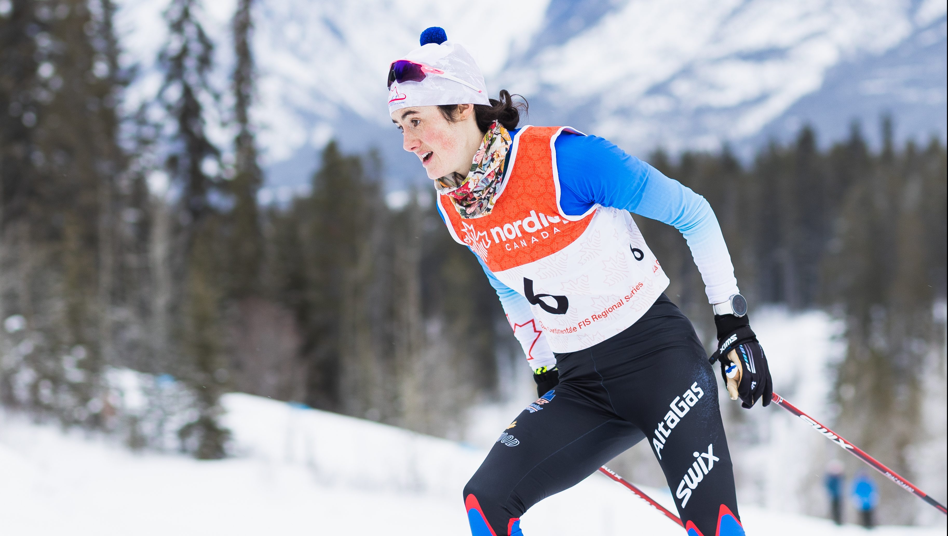 Olivia Bouffard-Nesbitt competes in a cross-country skiing race