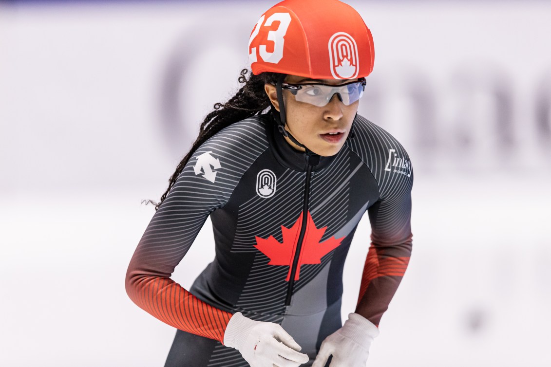 Alyson Charles of Canada looks off camera preparing for her race.