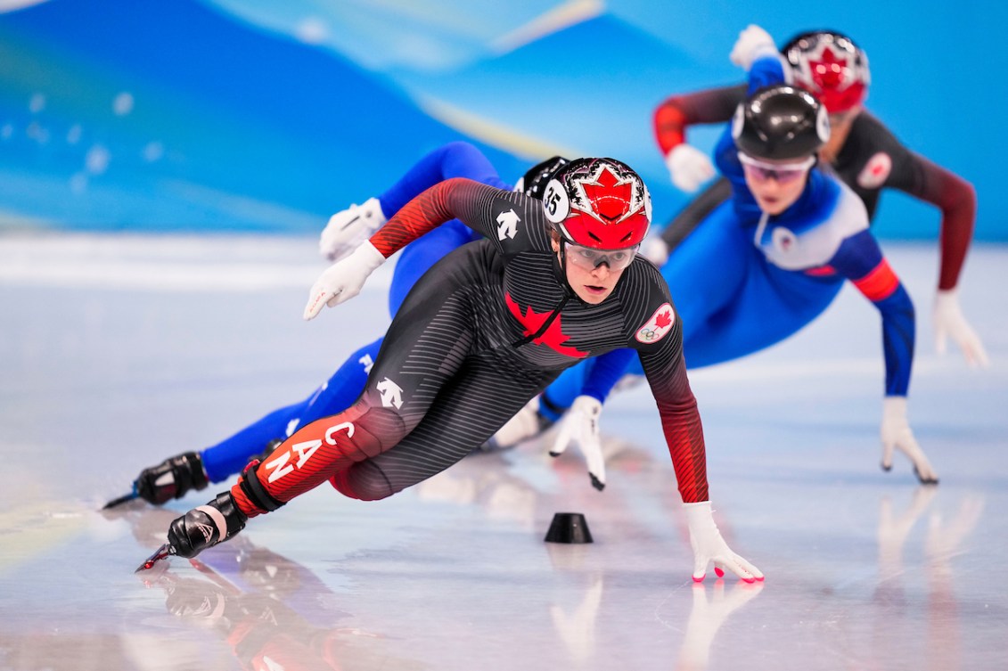 Team Canada short track speed skater Kim Boutin competes in the women’s 500m semifinals event