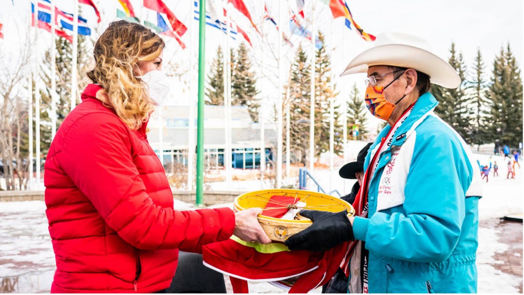 Catriona Le May Doan Chief Littlechild exchange drum