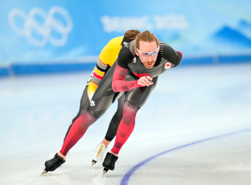 Team Canada long track speed skater Ted-Jan Bloemen takes part in training before the Beijing 2022 Games