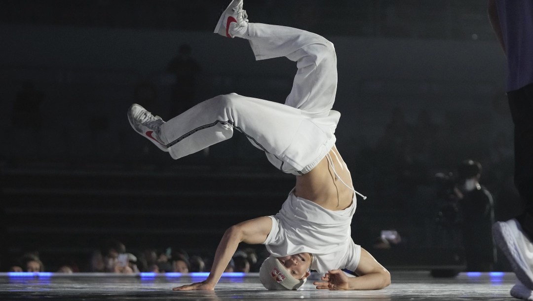 Winner Philip Kim of Canada, known as B-boy Phil Wizard, competes during a final event of the 2022 World Breaking Championship in Seoul, South Korea, Saturday, Oct. 22, 2022. Breakdancing will make its debut as an Olympic sport at the 2024 Paris Olympics. (AP Photo/Lee Jin-man)