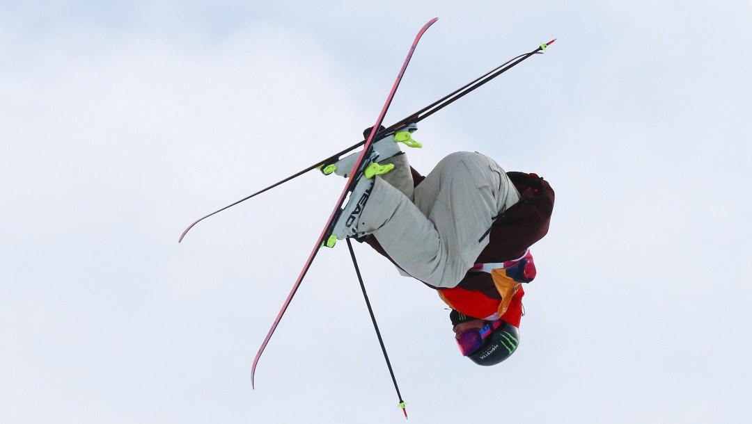 Evan McEachran, of Canada, competes during a run in the finals of the men's slopestyle at a World Cup freestyle skiing event in Calgary, Alberta on Saturday, Feb. 15, 2020. THE CANADIAN PRESS/Dave Chidley