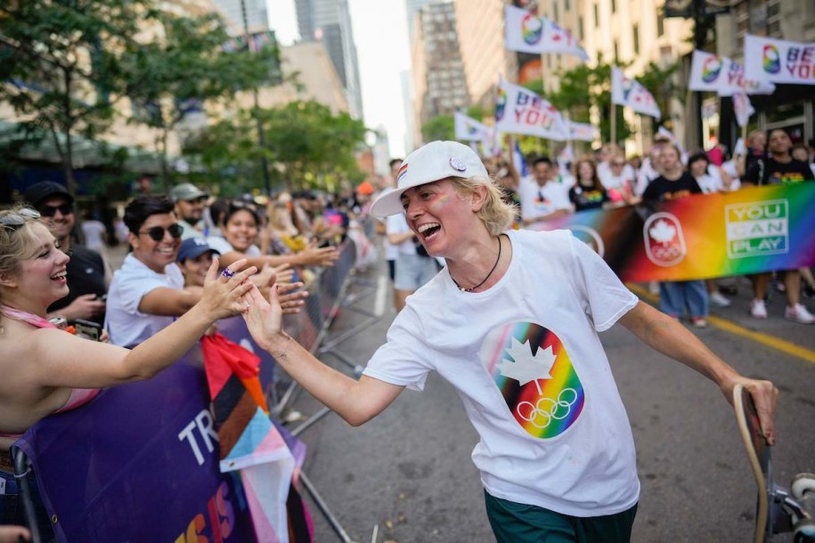 Annie Guglia marches in Toronto Pride Parade