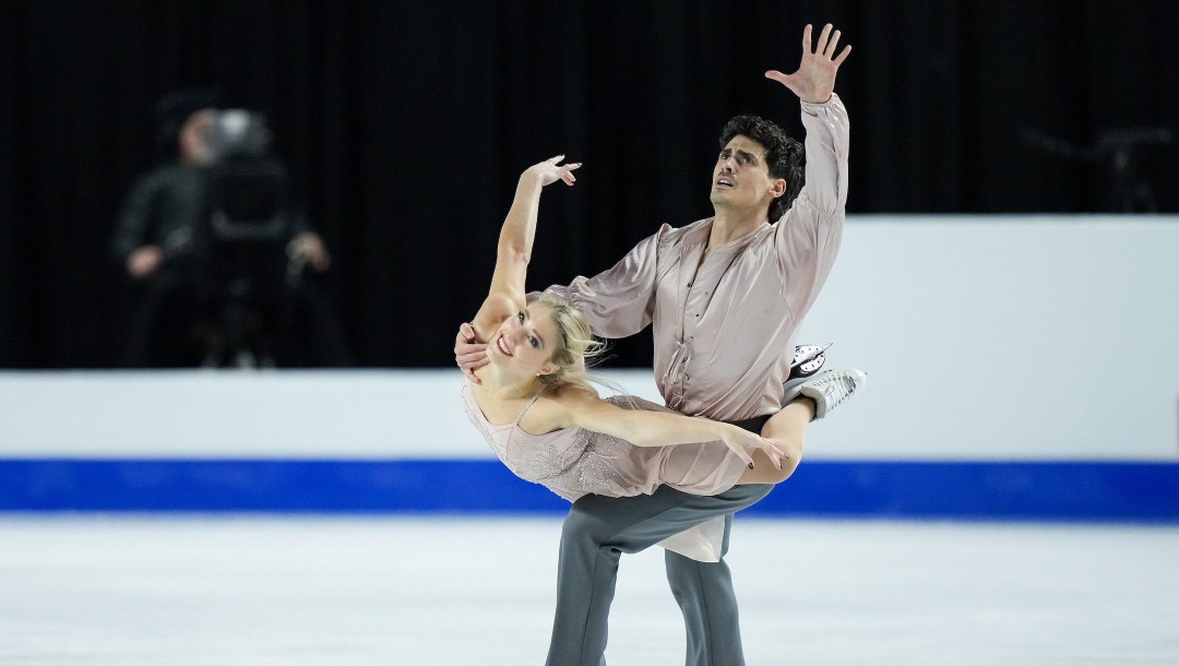 Piper Gilles and Paul Poirier, of Canada, perform their ice dance free program during the Skate Canada International figure skating competition, in Vancouver, on Saturday, October 28, 2023. THE CANADIAN PRESS/Darryl Dyck