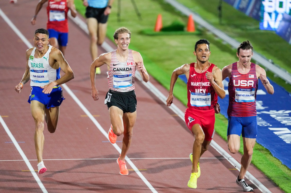 Charles Philibert-Thiboutot sprints to the line in the Pan Am Games 5000m