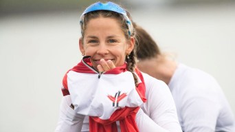 Facial close up of rower Jill Moffatt